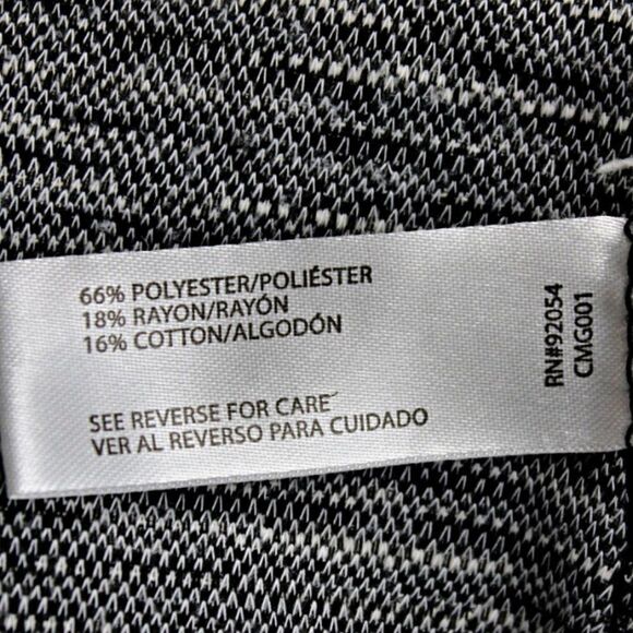 Carolyn Taylor Sweater Top Knit Pullover ¾ Sleeve Kangaroo Pocket Black/White L - Picture 8 of 9